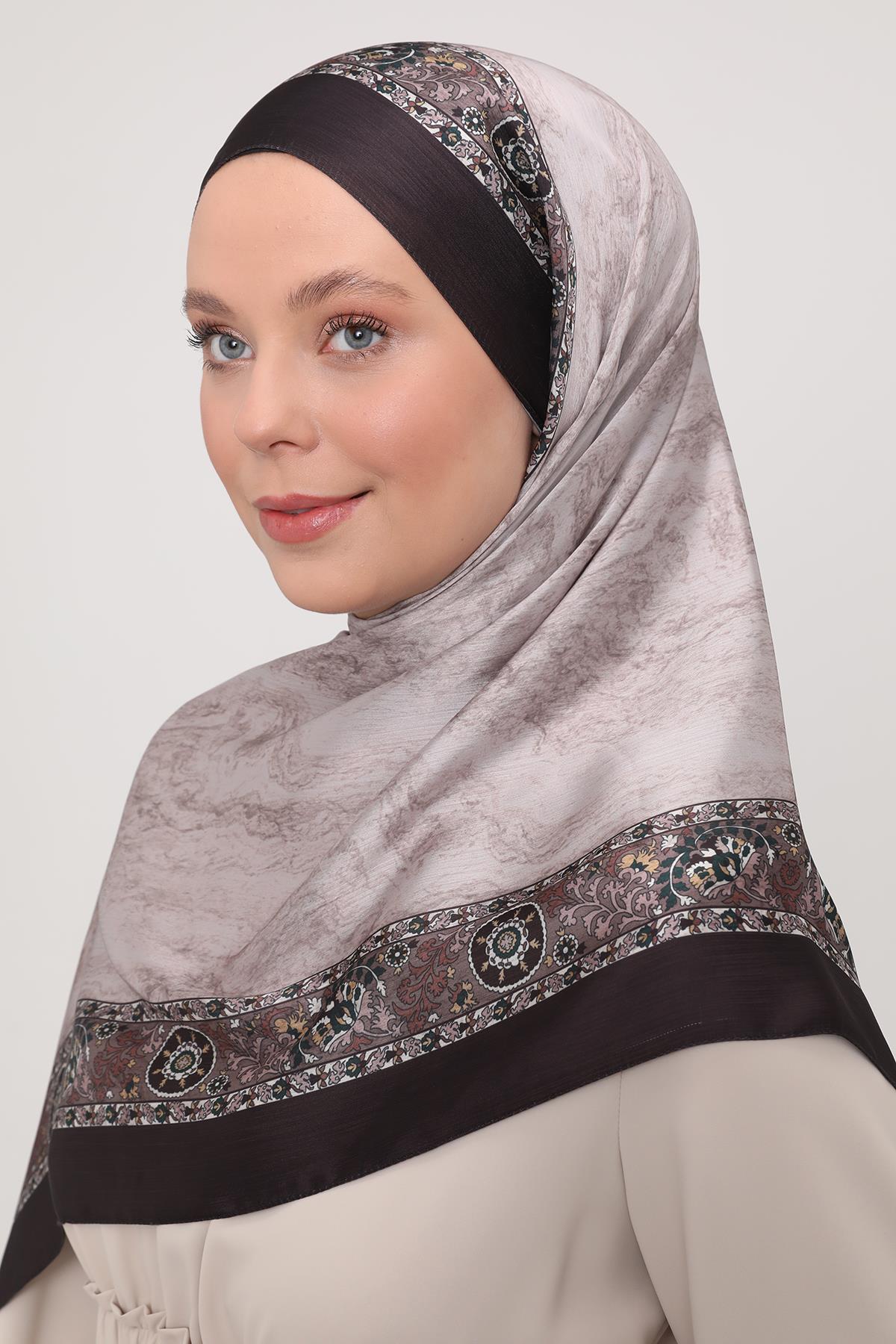 Fivescarf Kahve Şeritli Etnik Desen Brand Şal