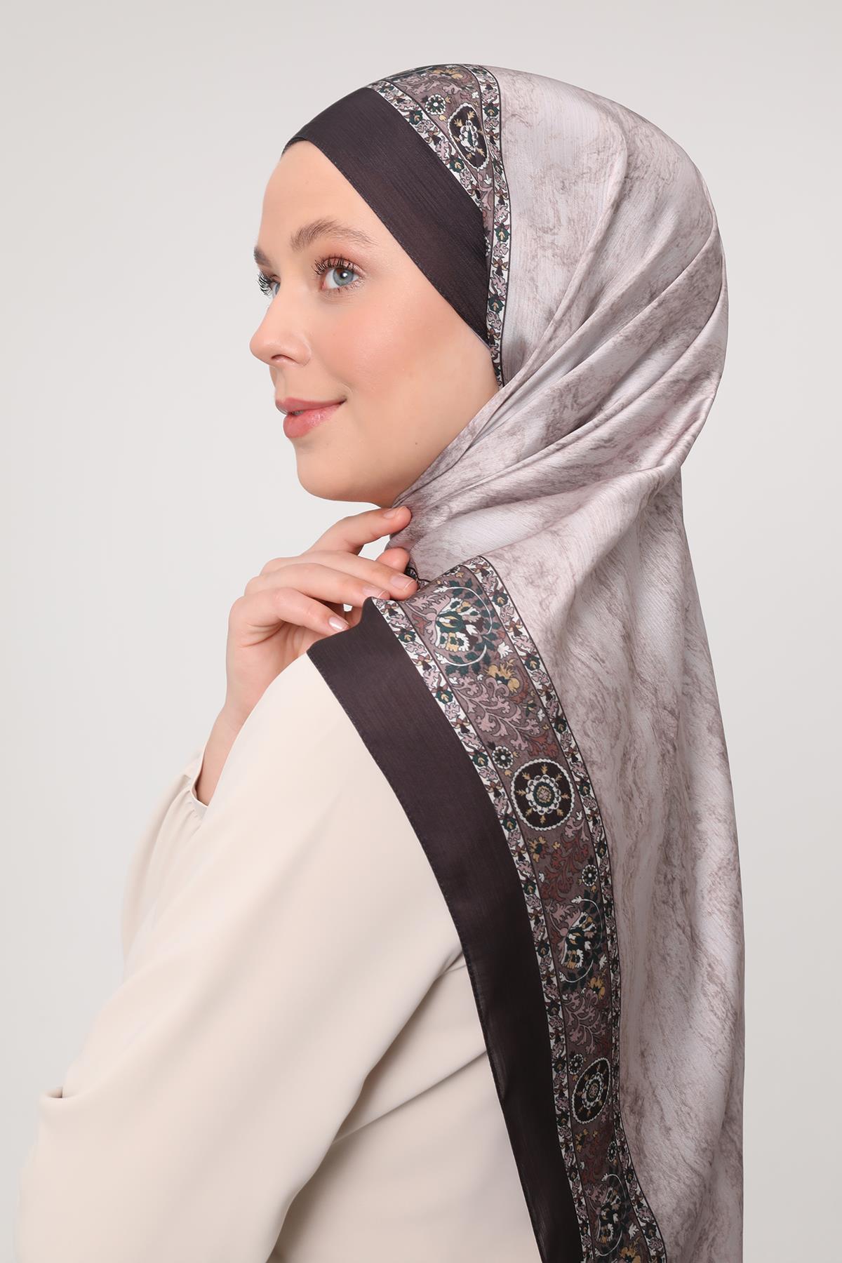 Fivescarf Kahve Şeritli Etnik Desen Brand Şal
