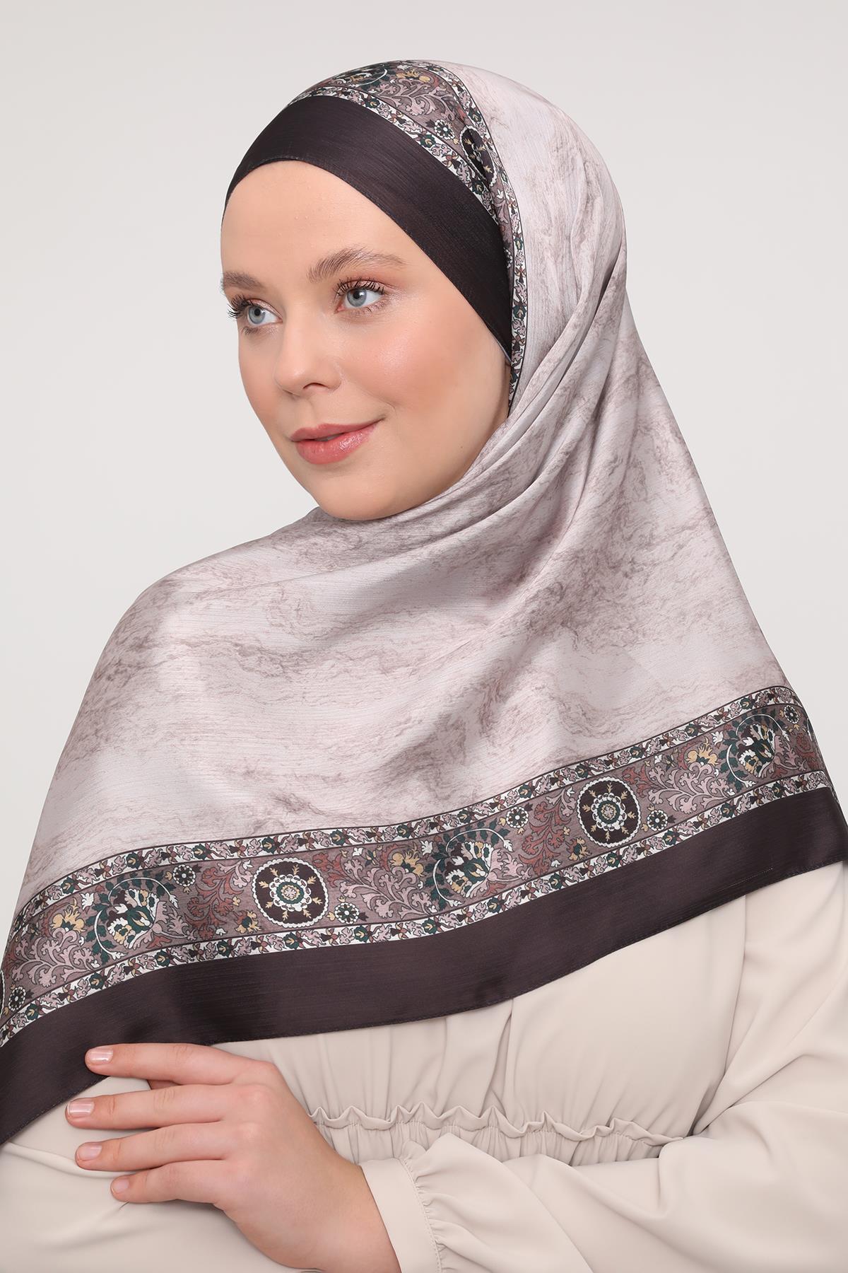 Fivescarf Kahve Şeritli Etnik Desen Brand Şal