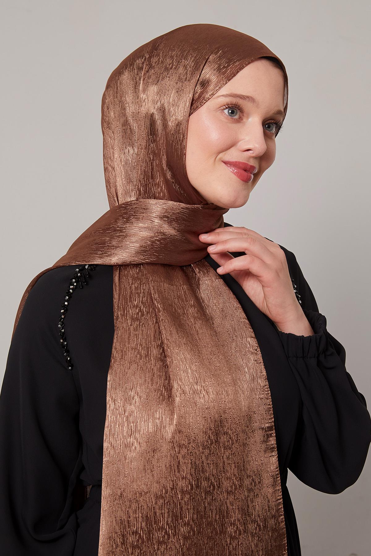 Fivescarf Kahve Simli Diamond Şal