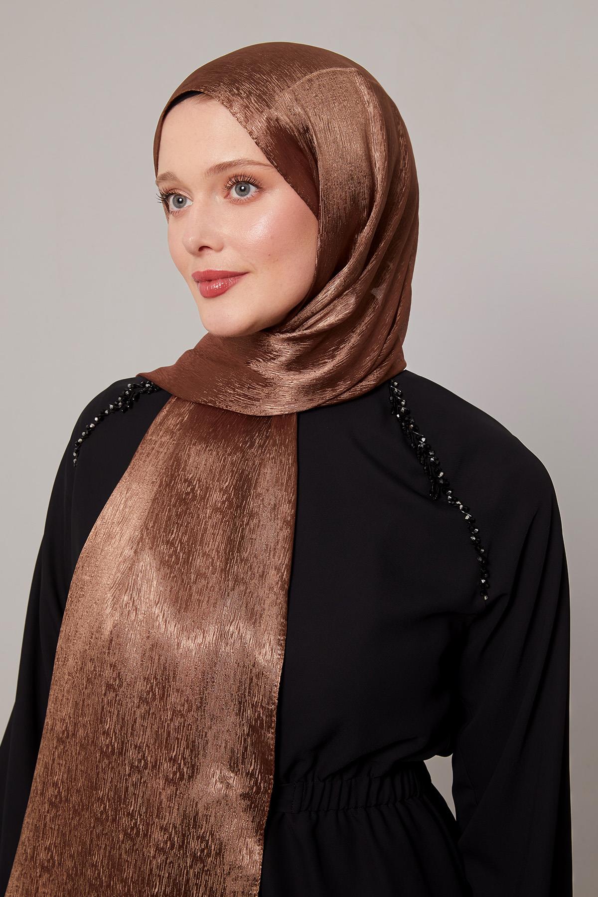 Fivescarf Kahve Simli Diamond Şal