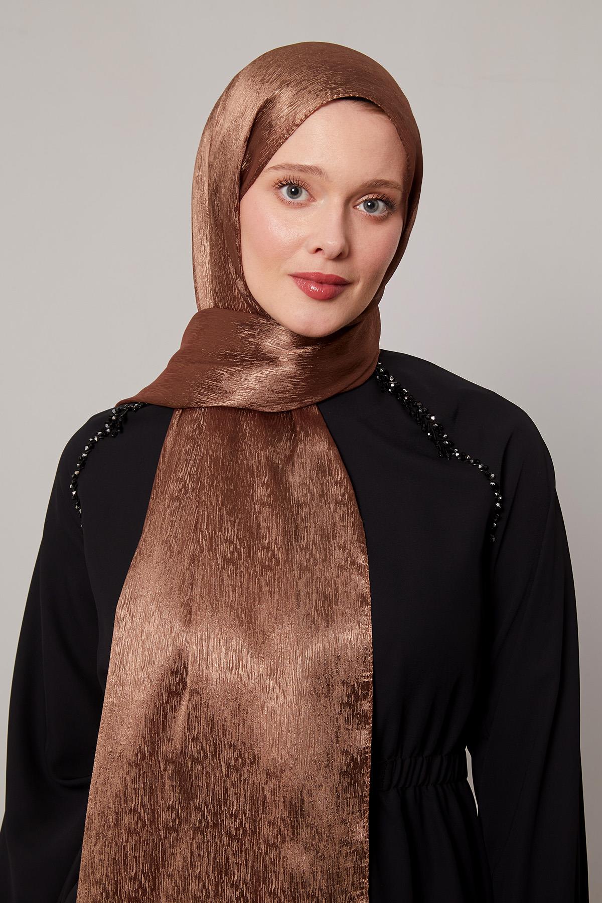 Fivescarf Kahve Simli Diamond Şal