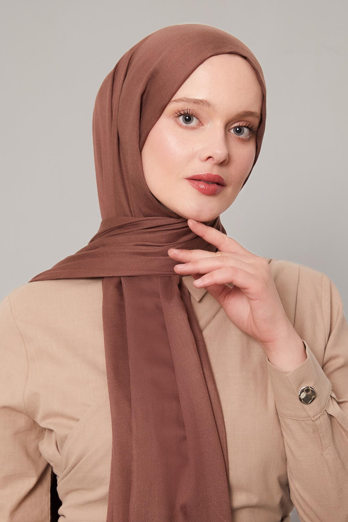 Fivescarf Kahve Viskon Modal Düz Şal