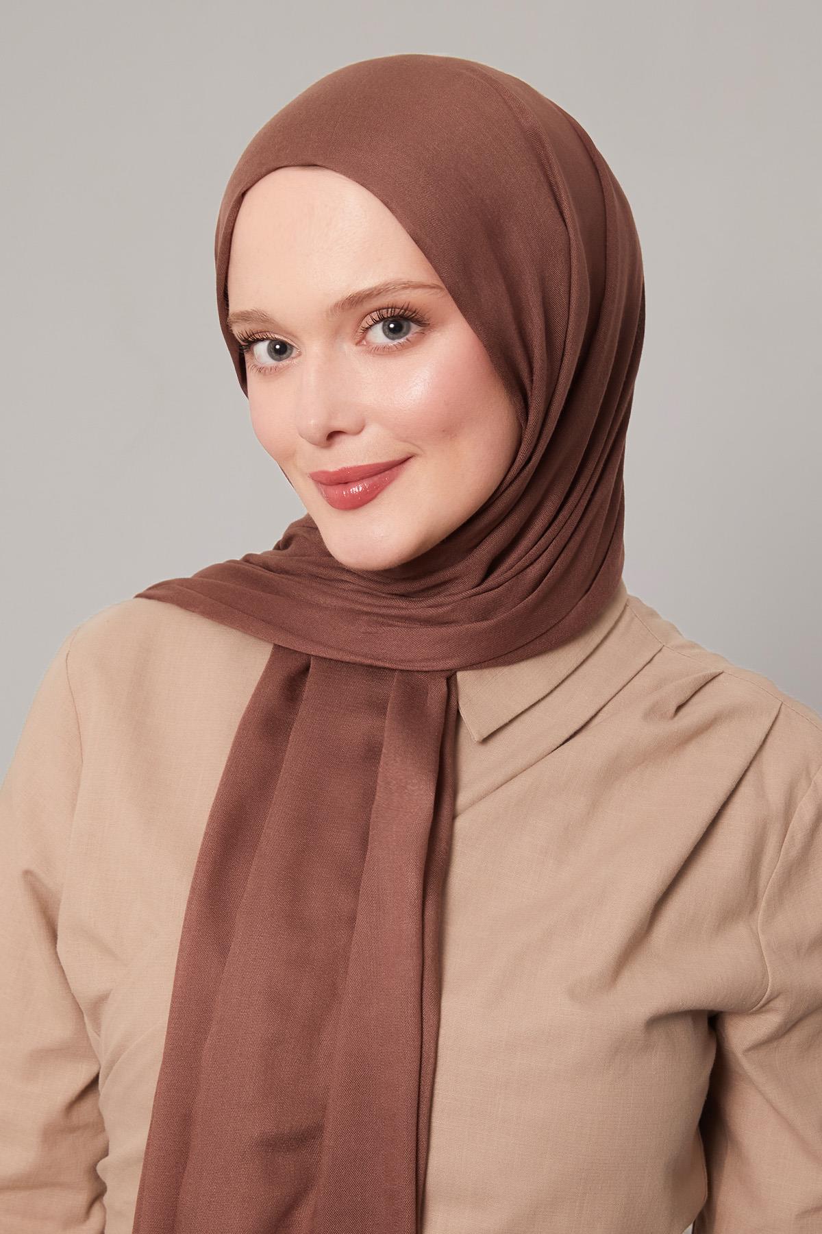 Fivescarf Kahve Viskon Modal Düz Şal