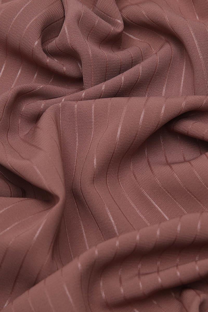 Fivescarf Kahverengi Çizgili Desen Mood Medine İpeği Şal