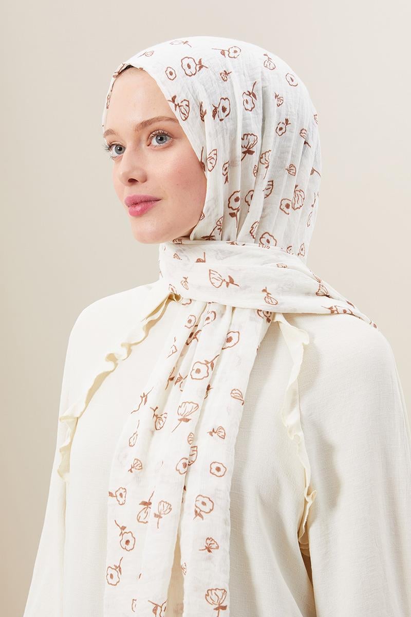 Fivescarf Kahverengi Gül Comfort Line Şal