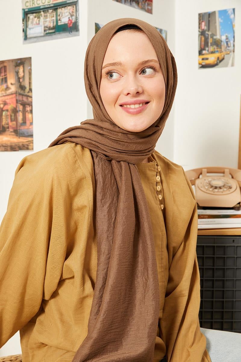 Fivescarf Kahverengi Touch Pamuk Şal