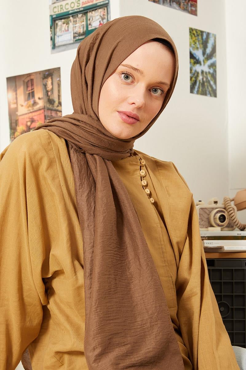 Fivescarf Kahverengi Touch Pamuk Şal