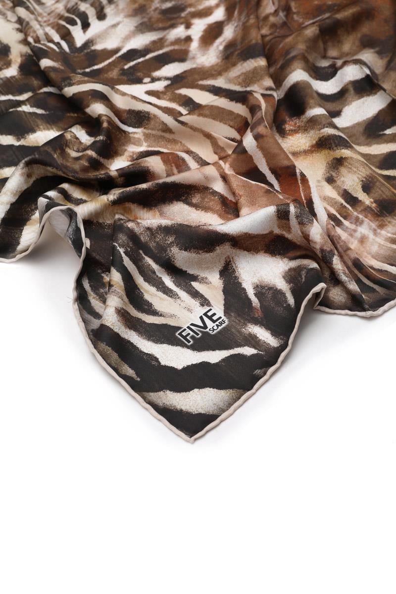 Fivescarf Kahverengi Twill Digital Eşarp