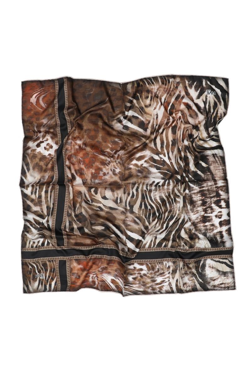 Fivescarf Kahverengi Twill Digital Eşarp