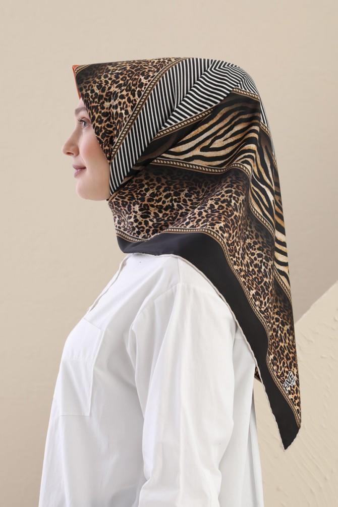Fivescarf Kahverengi Twill Digital Eşarp