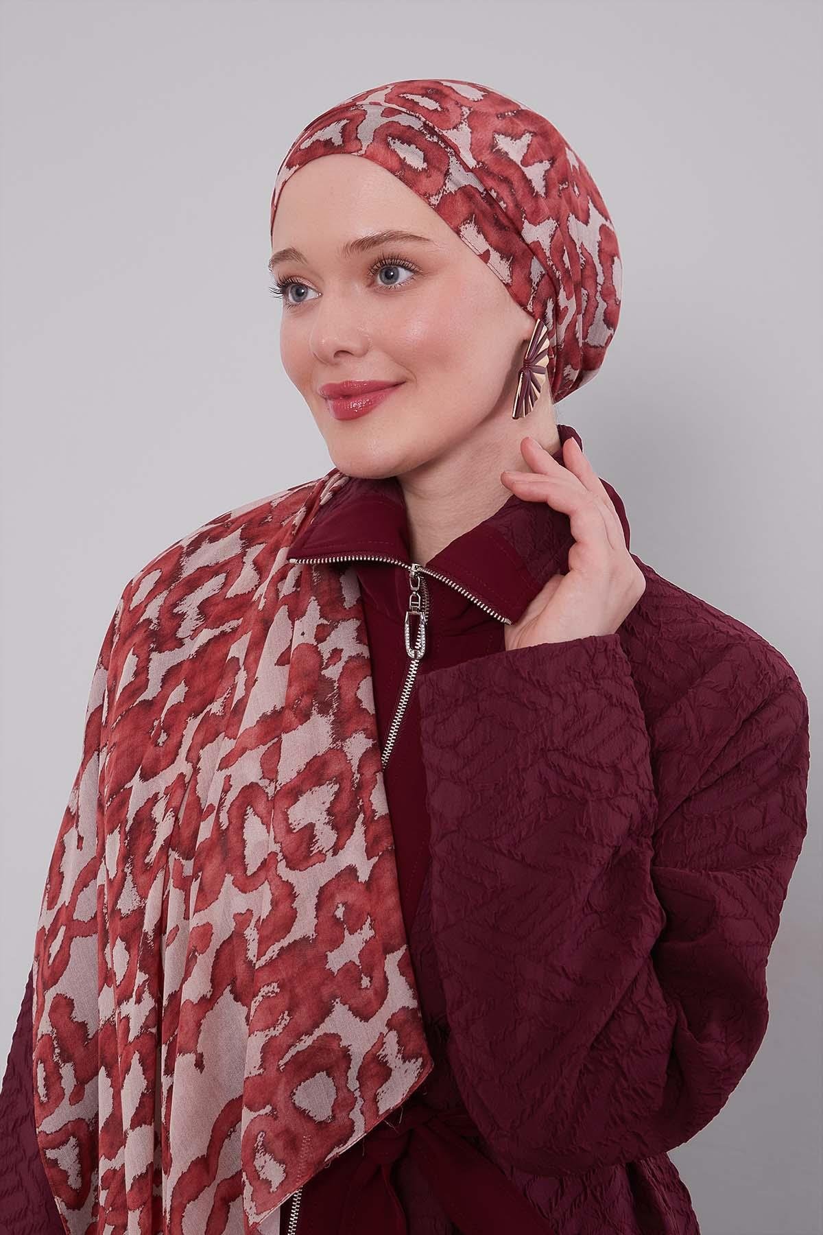 Fivescarf Kiremit Leopar Desen Vivian Şal