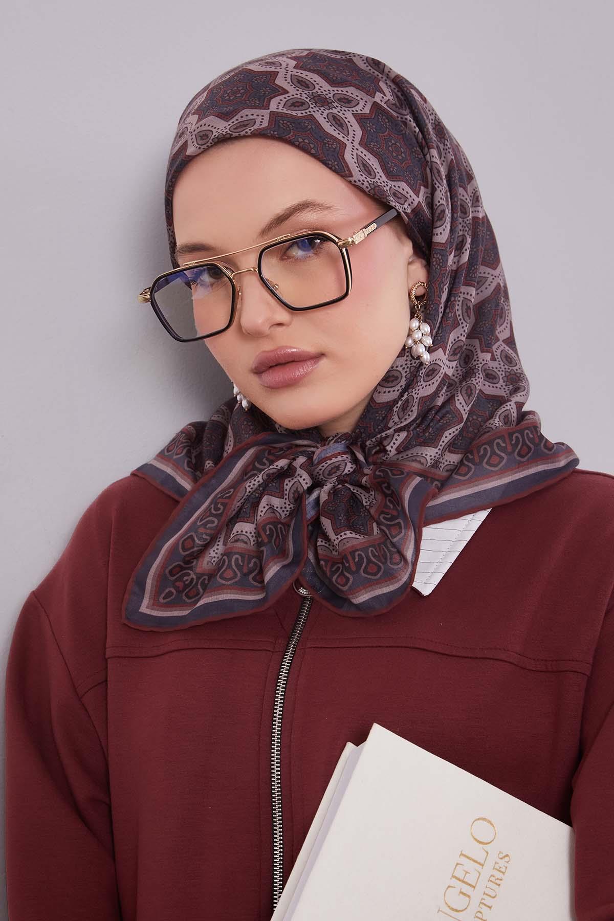 Fivescarf Kiremit Motif Desen Silk Coton Eşarp