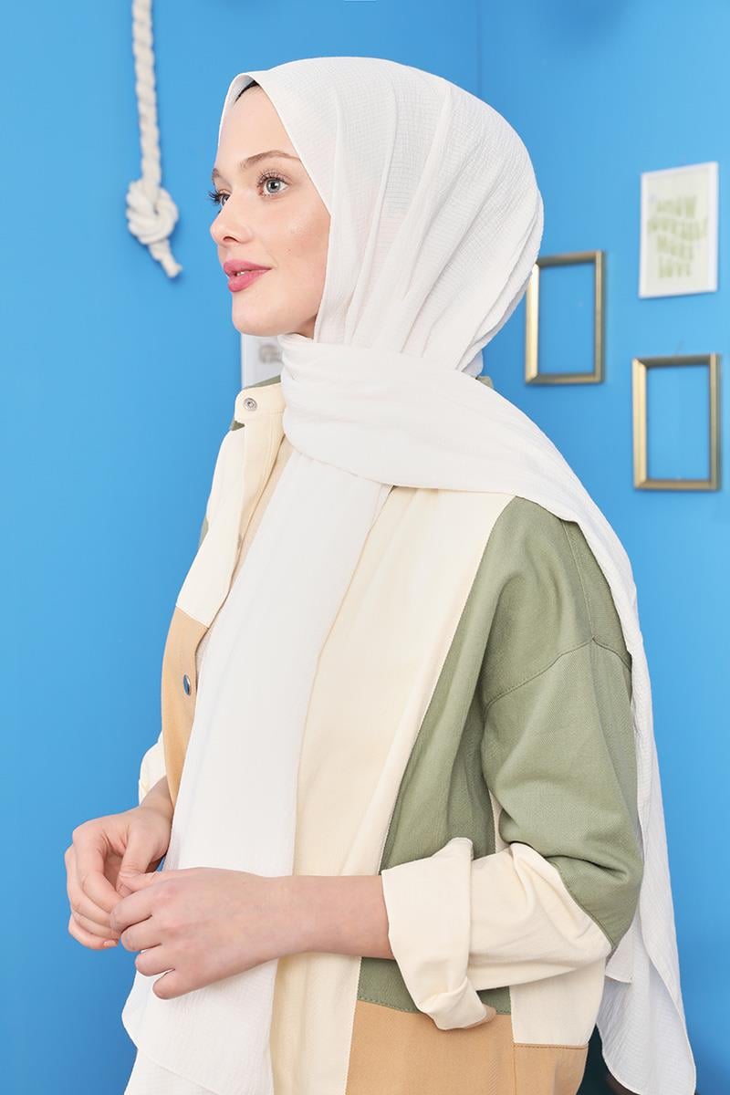 Fivescarf Kırık Beyaz Harmoni Şal