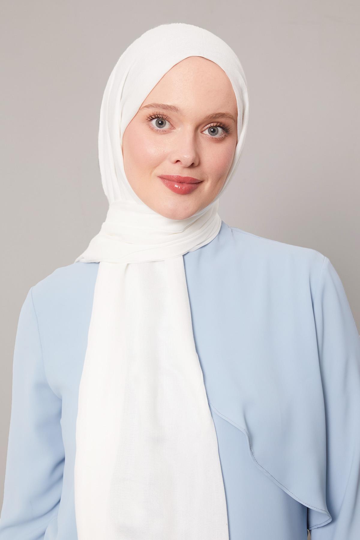 Fivescarf Kırık Beyaz Viskon Modal Düz Şal