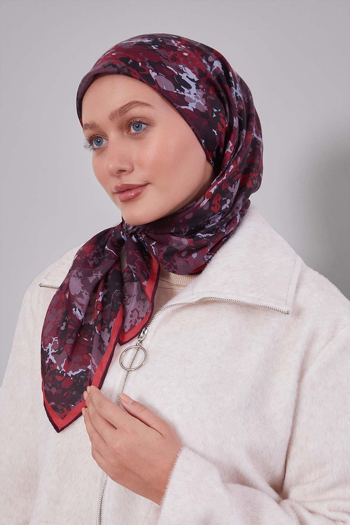 Fivescarf Kırmızı Damla Desen Silk Coton Eşarp