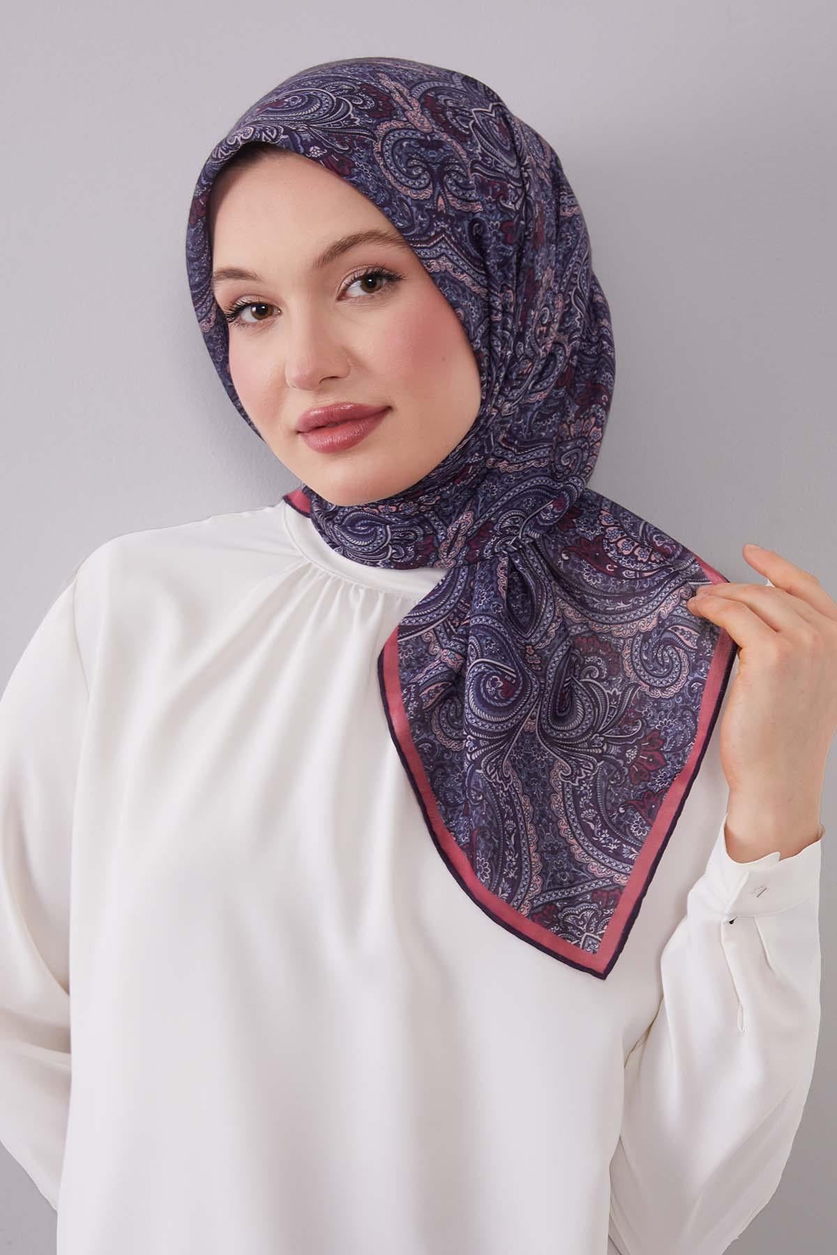 Fivescarf Kırmızı Etnik Desen Silk Cotton Eşarp