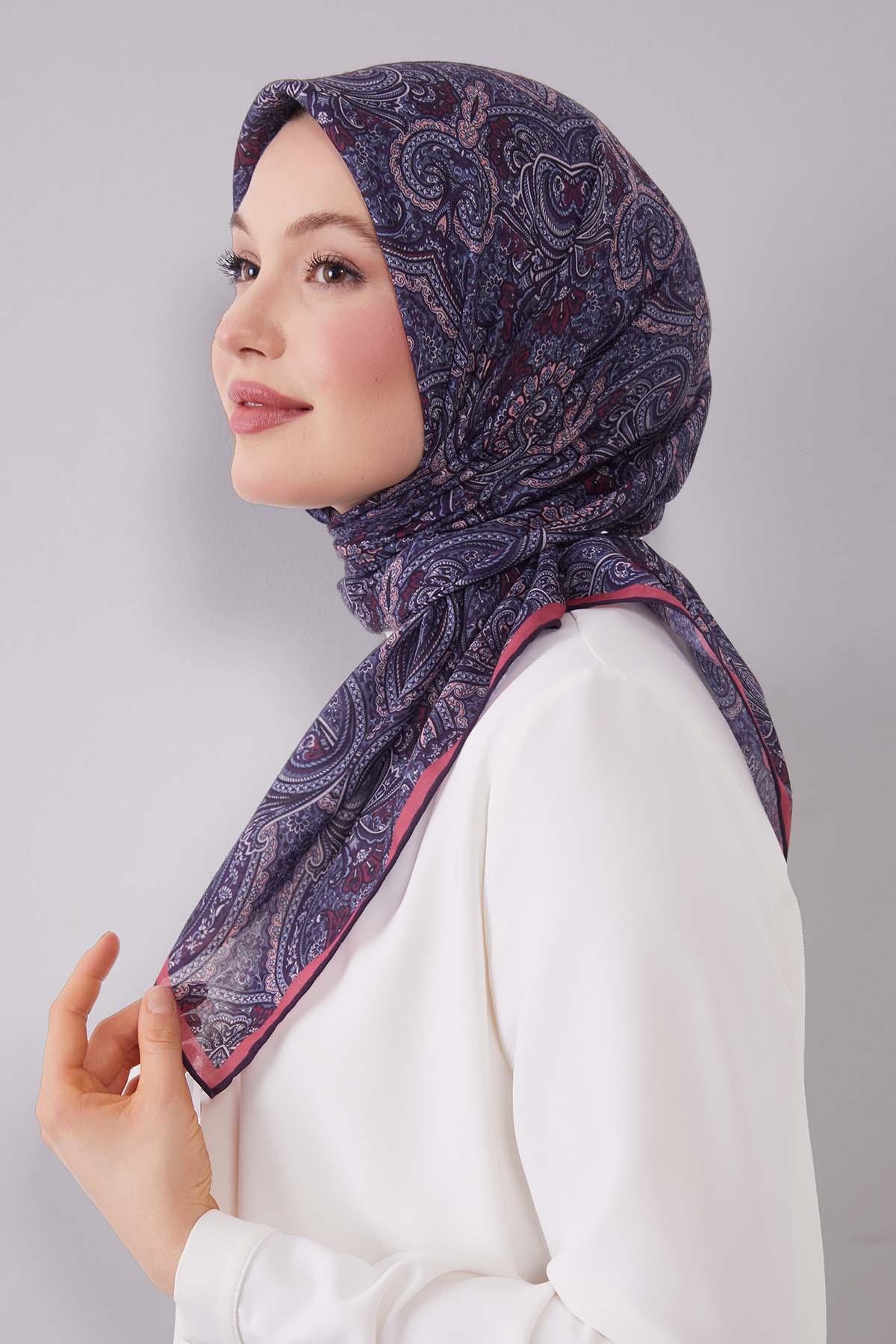 Fivescarf Kırmızı Etnik Desen Silk Cotton Eşarp