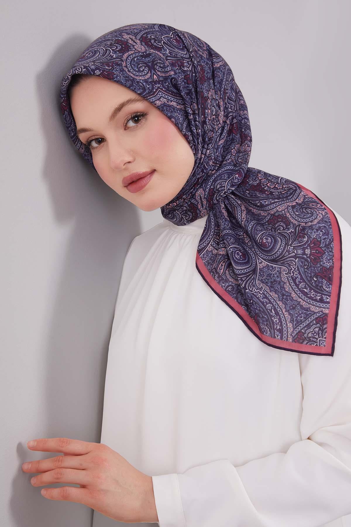 Fivescarf Kırmızı Etnik Desen Silk Cotton Eşarp