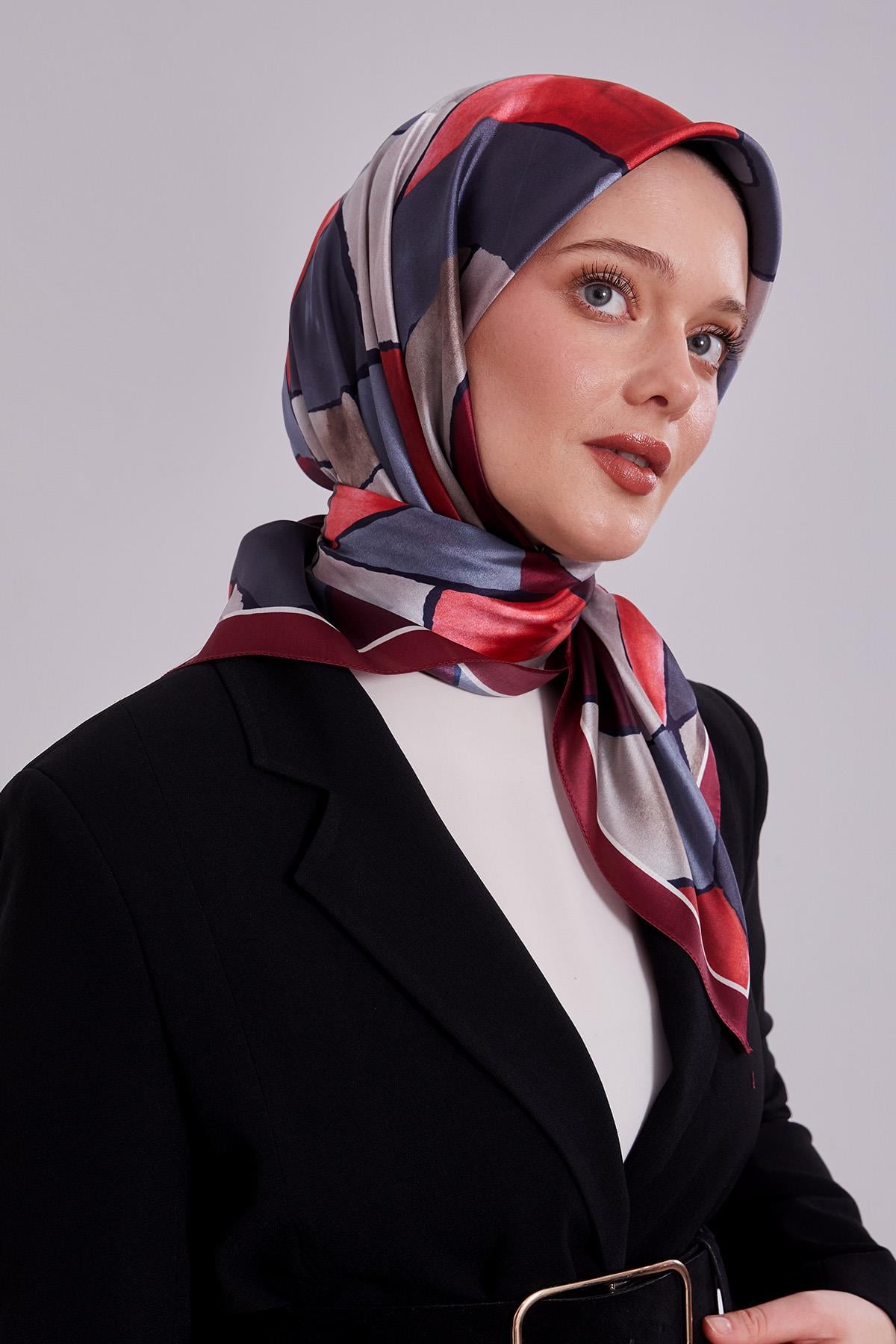 Fivescarf Kırmızı Geometrik Desen Kristal Eşarp
