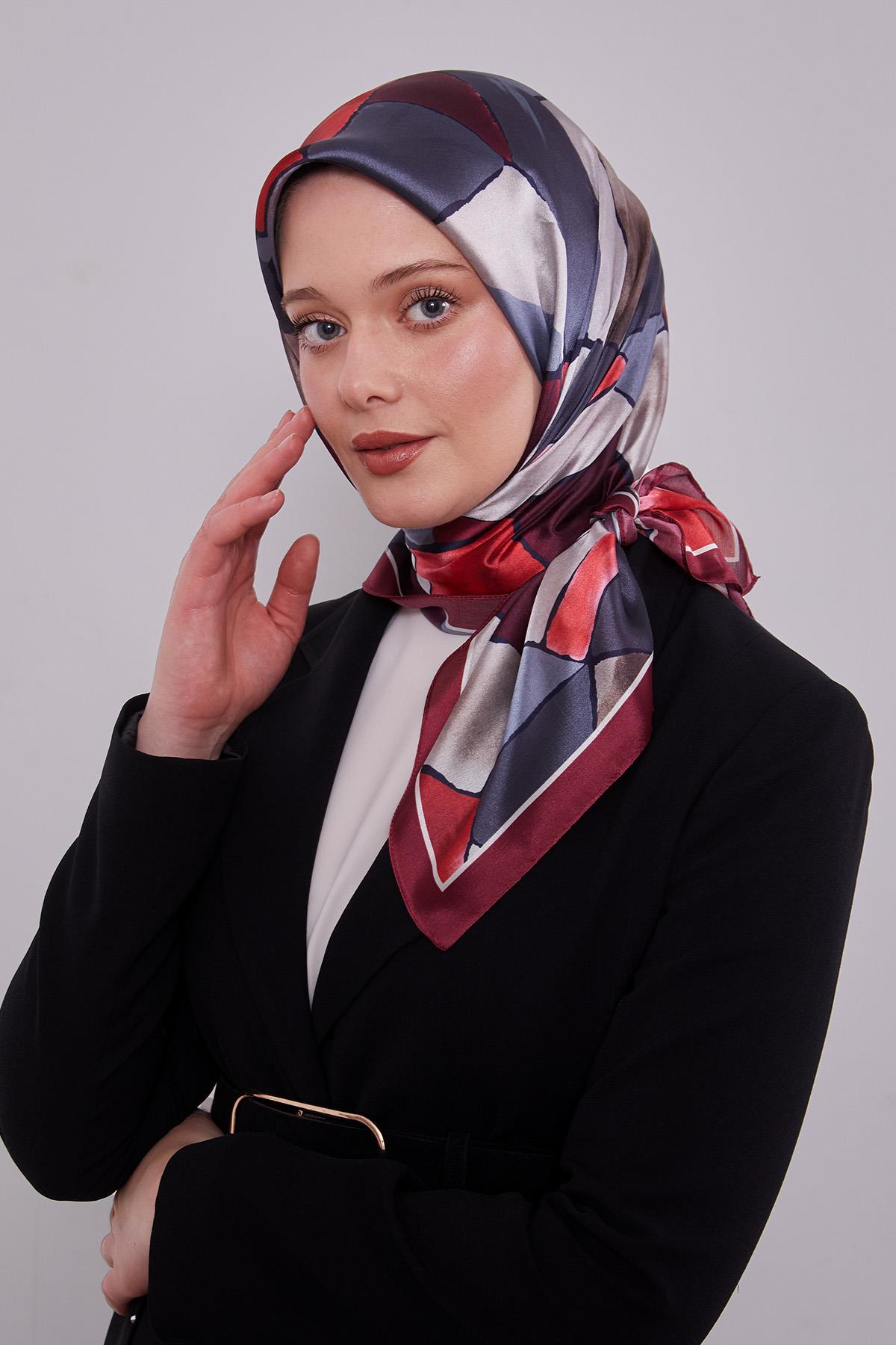 Fivescarf Kırmızı Geometrik Desen Kristal Eşarp