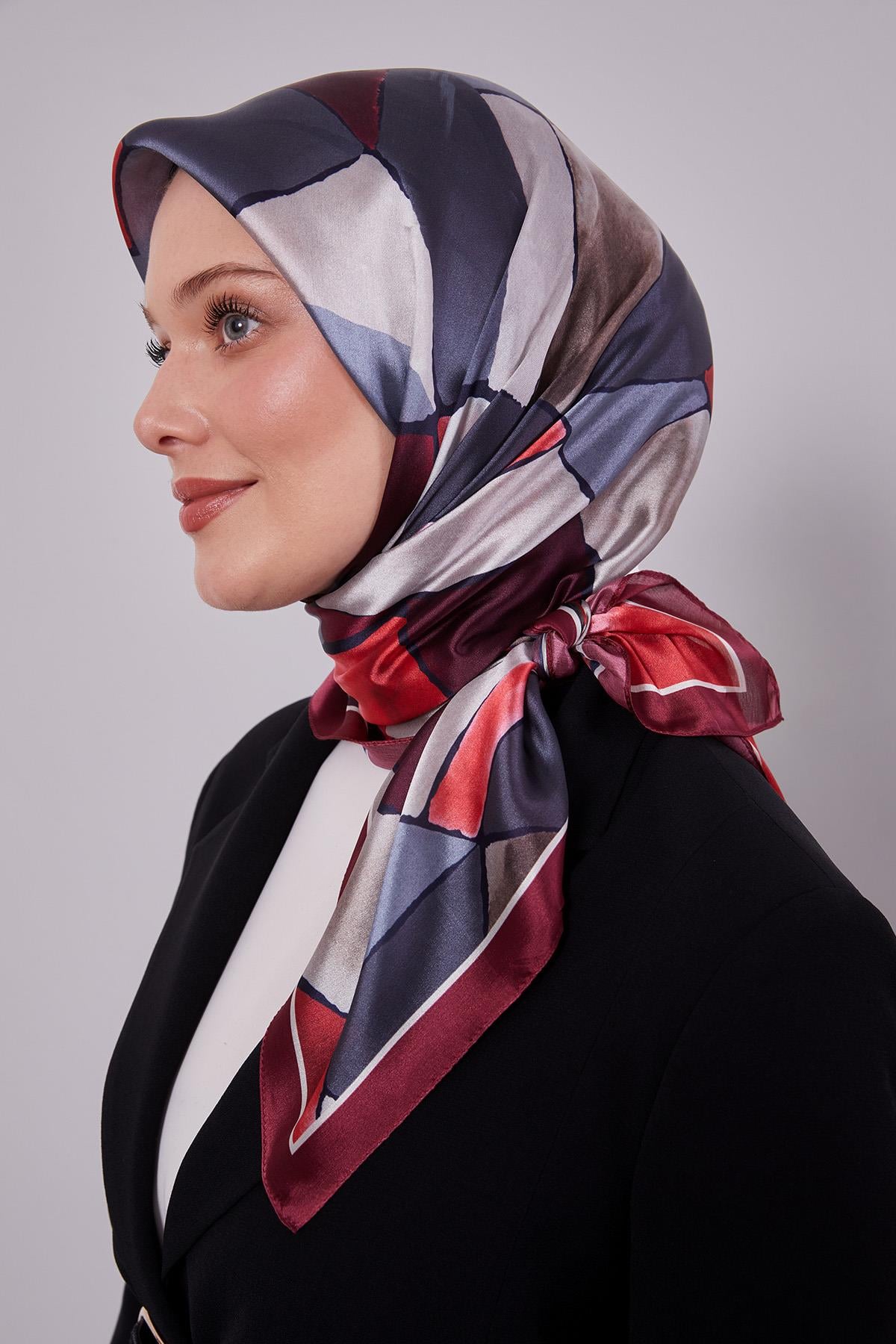 Fivescarf Kırmızı Geometrik Desen Kristal Eşarp