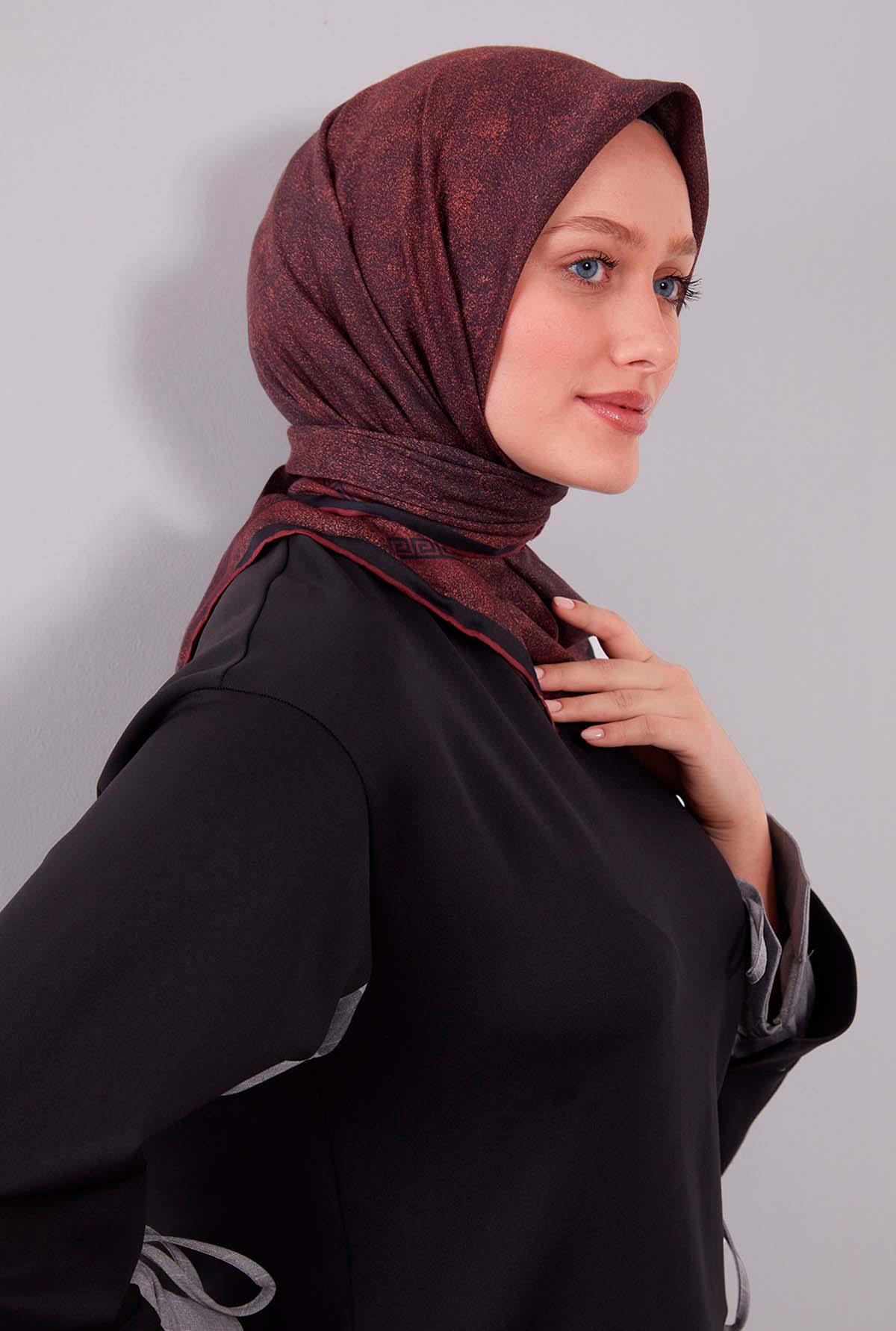 Fivescarf Kırmızı Kenar Motifli Silk Cotton Eşarp