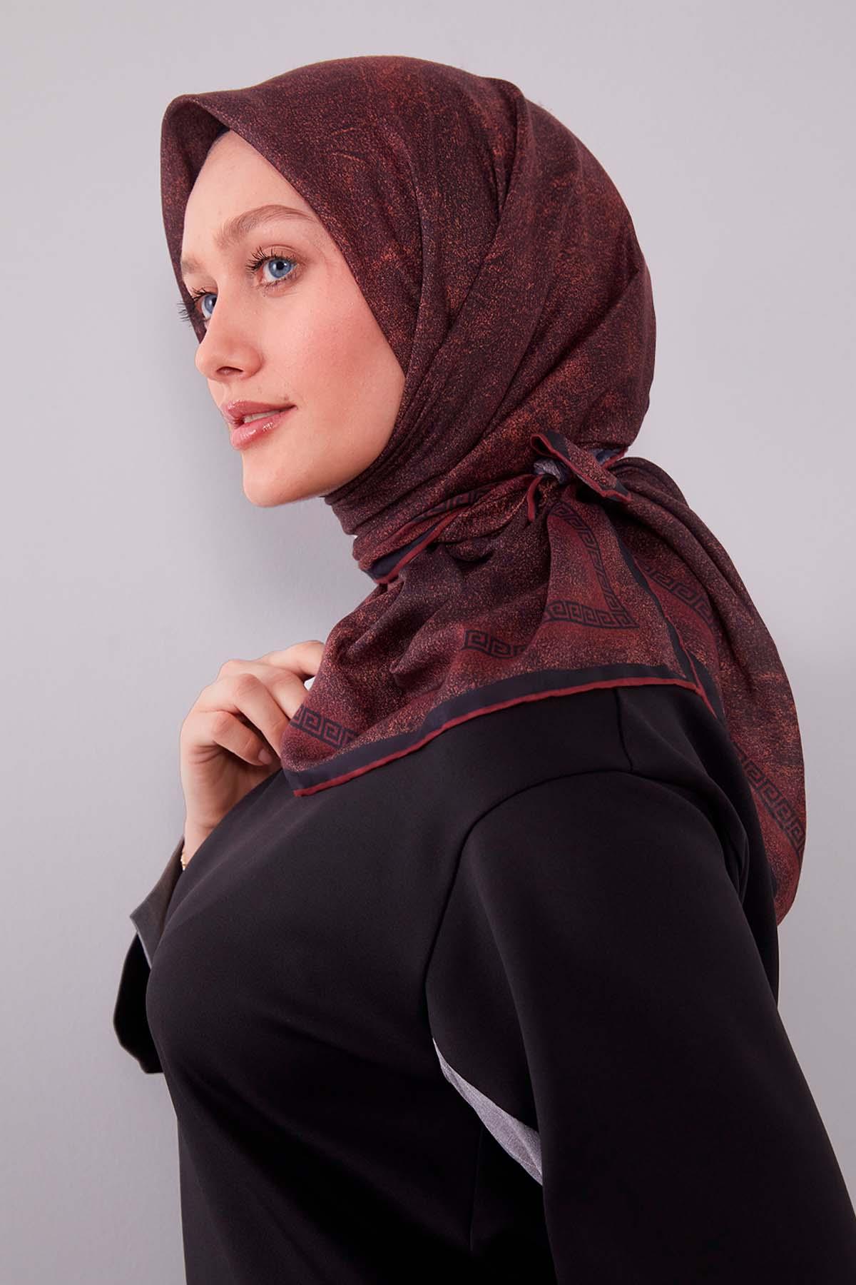 Fivescarf Kırmızı Kenar Motifli Silk Cotton Eşarp