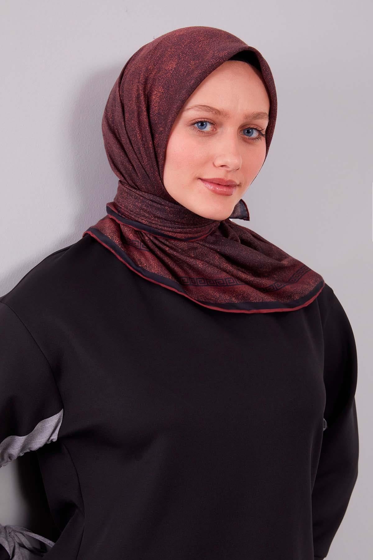 Fivescarf Kırmızı Kenar Motifli Silk Cotton Eşarp