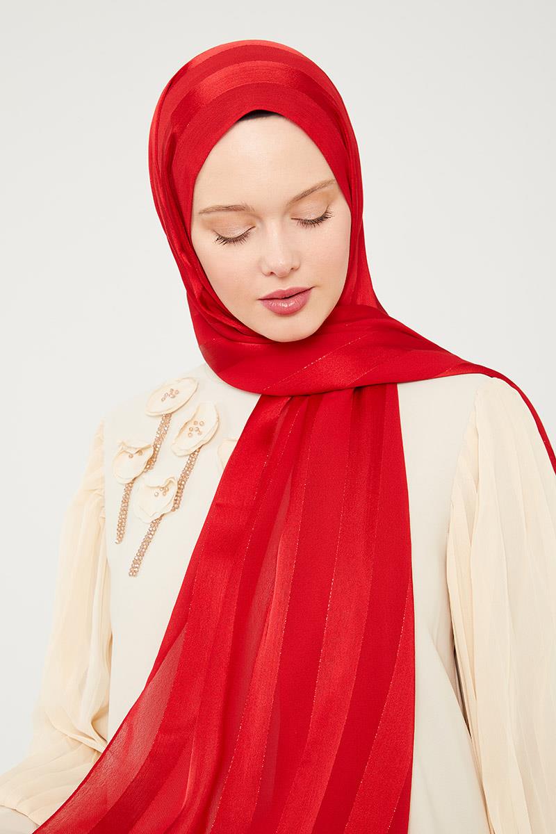 Fivescarf Kırmızı Sim Şeritli Tokyo Şal