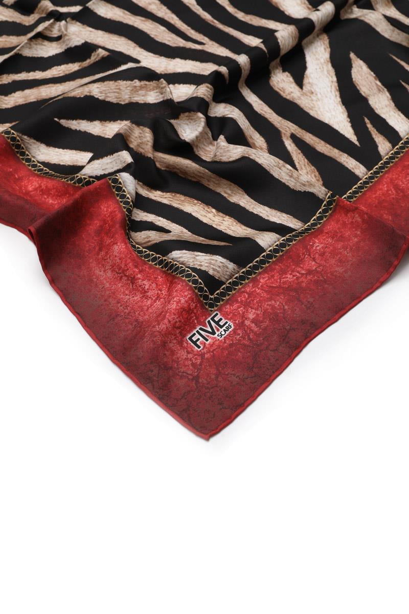 Fivescarf Kırmızı Twill Digital Eşarp