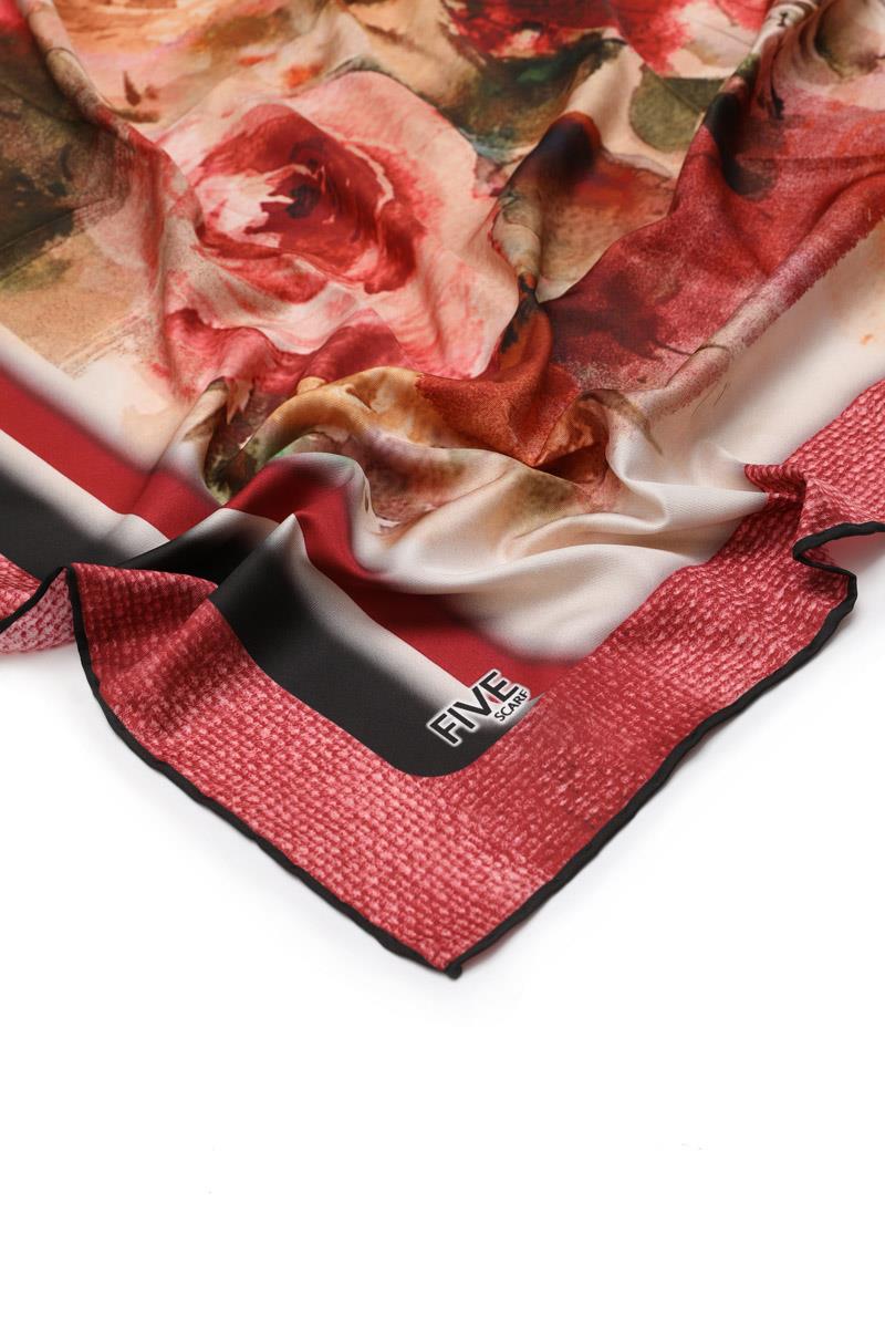 Fivescarf Kırmızı Twill Digital Eşarp