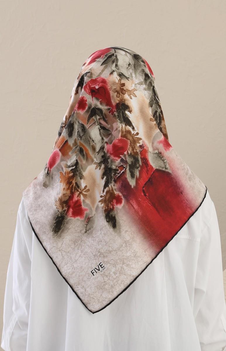 Fivescarf Kırmızı Twill Digital Eşarp