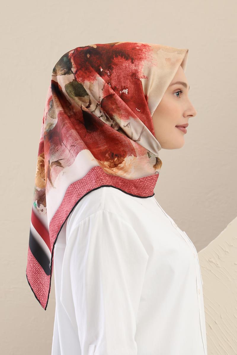 Fivescarf Kırmızı Twill Digital Eşarp