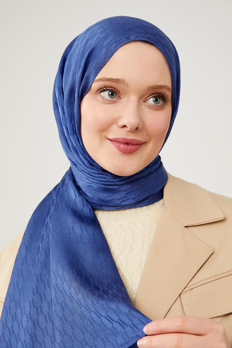 Fivescarf Kot Mavi Burgu Desen Jakarlı Elegance Şal