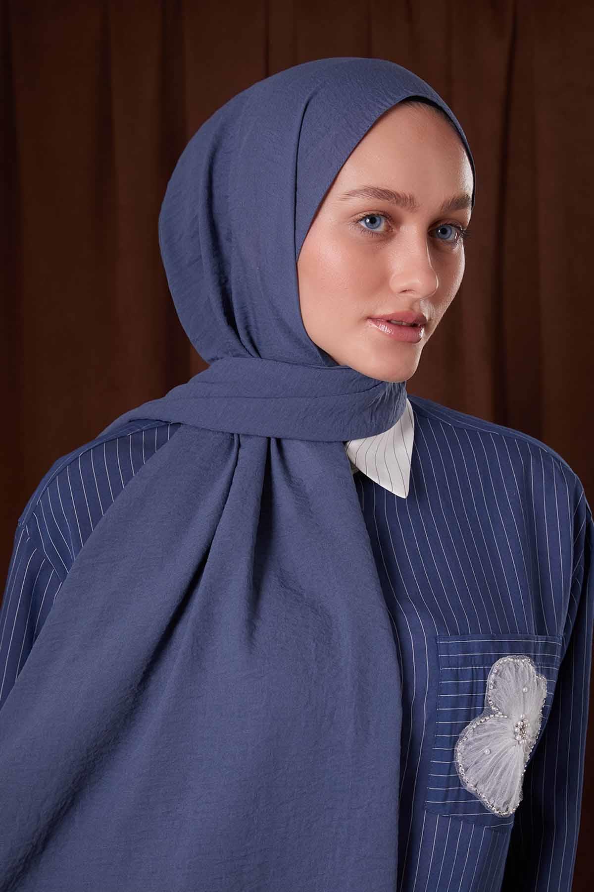 Fivescarf Kot Mavi Düz Luna Cotton Şal