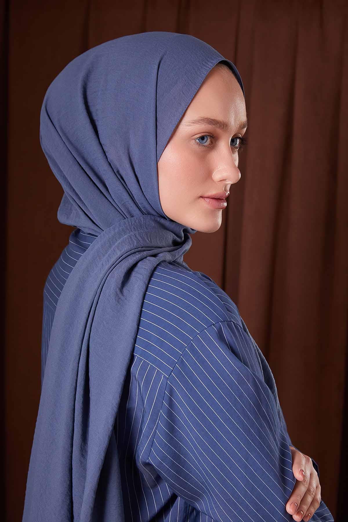 Fivescarf Kot Mavi Düz Luna Cotton Şal