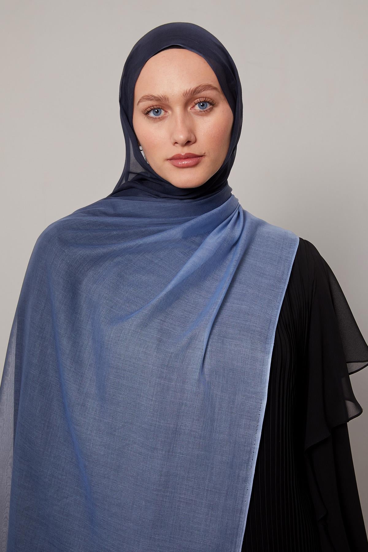 Fivescarf Kot Mavi Geçişli Comfort Şal