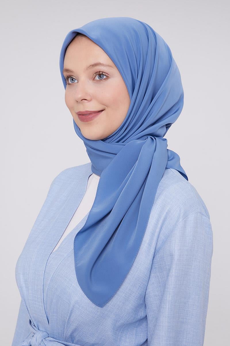 Fivescarf Kot Mavi Medine İpeği Eşarp