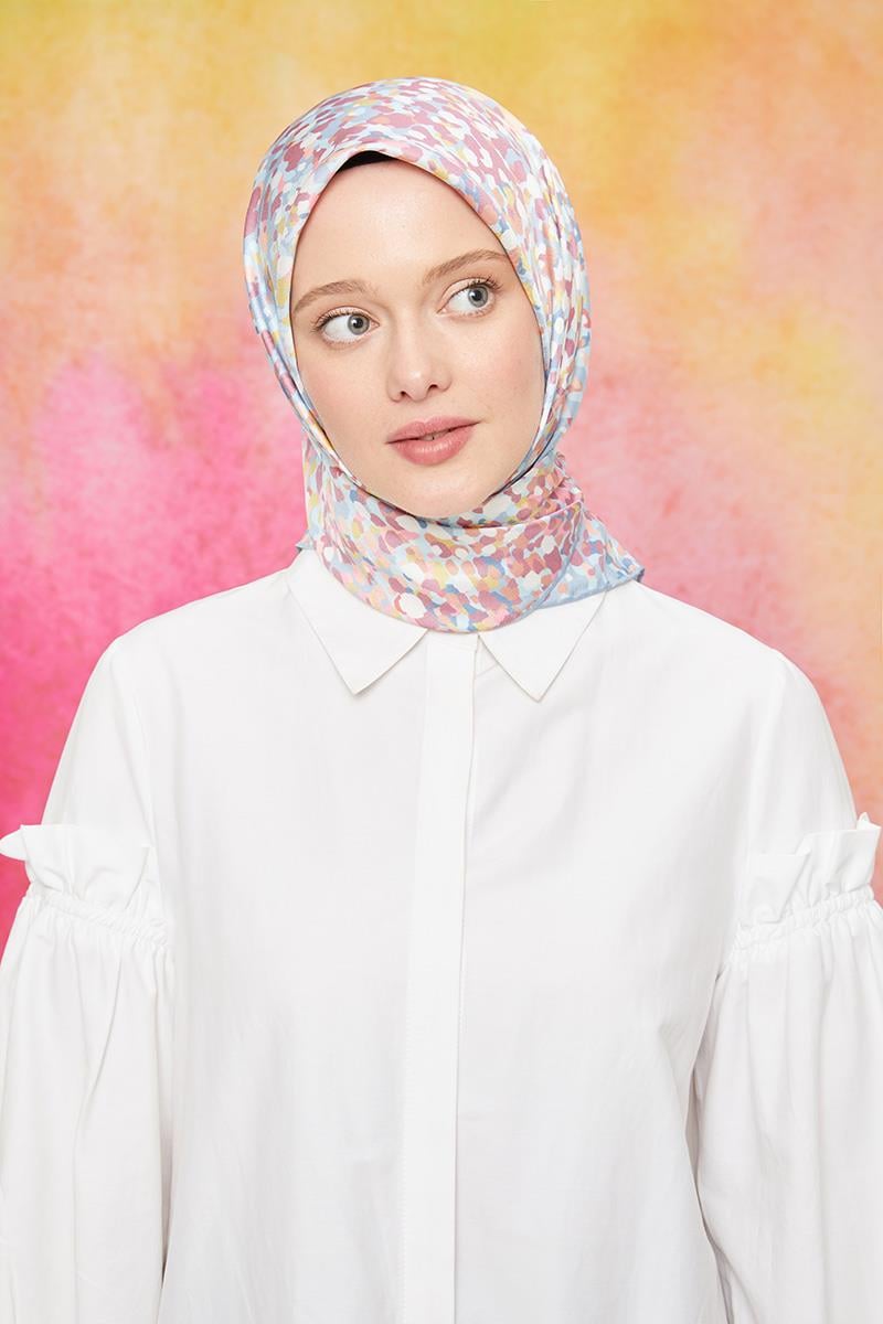 Fivescarf Kot Mavisi Twill Digital Eşarp