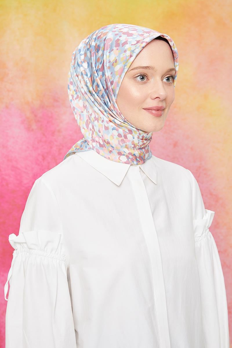 Fivescarf Kot Mavisi Twill Digital Eşarp