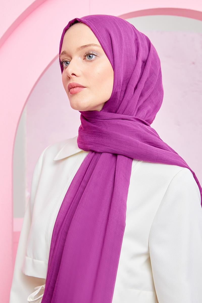 Fivescarf Koyu Eflatun Olay Pamuk Şal