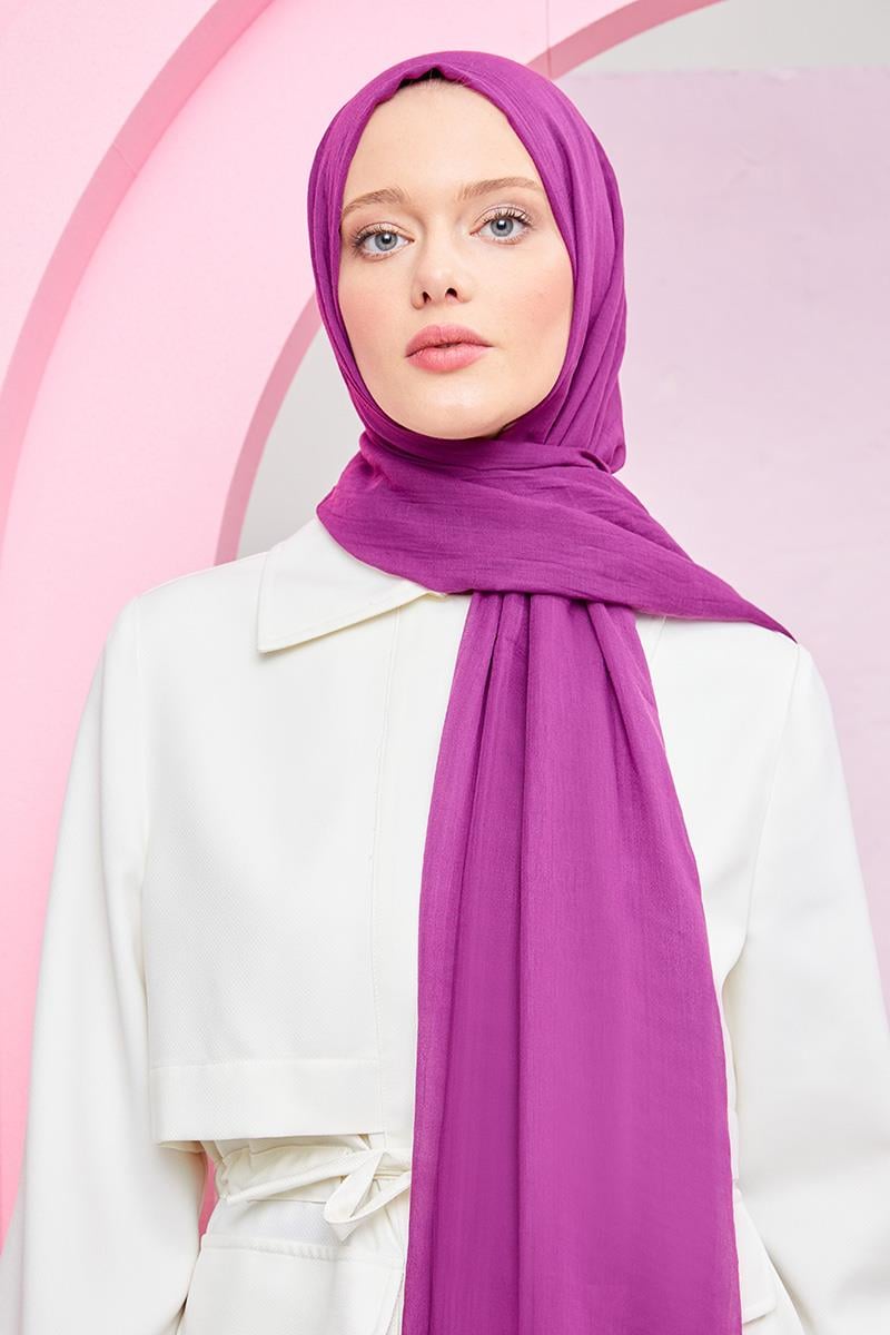 Fivescarf Koyu Eflatun Olay Pamuk Şal