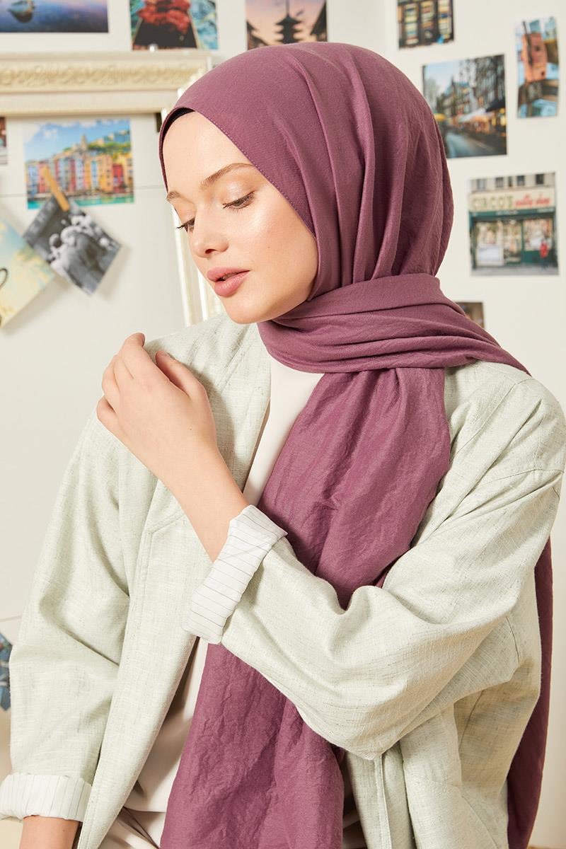 Fivescarf Koyu Eflatun Touch Pamuk Şal