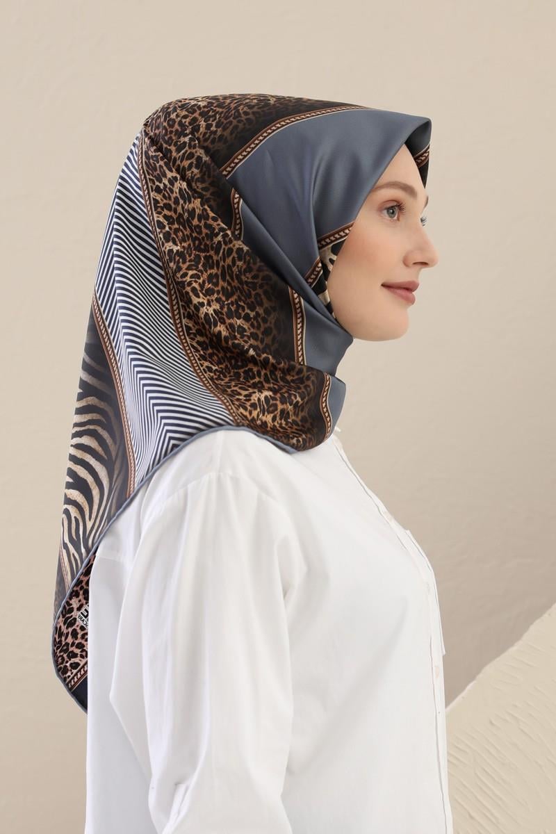 Fivescarf Koyu Gri Twill Digital Eşarp