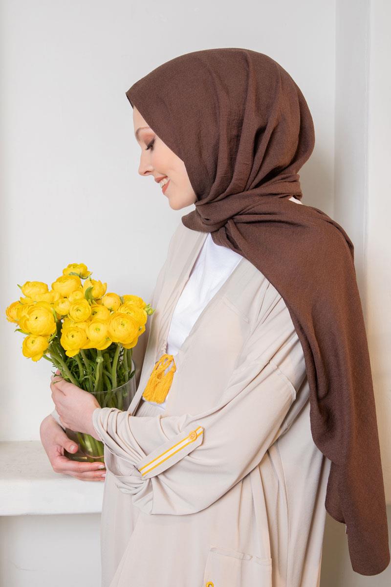 Fivescarf Koyu Kahverengi Junset Şal