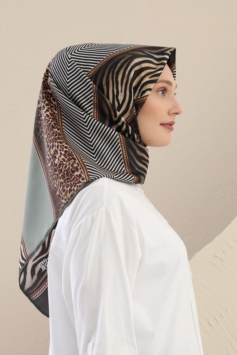 Fivescarf Koyu Kahverengi Twill Digital Eşarp