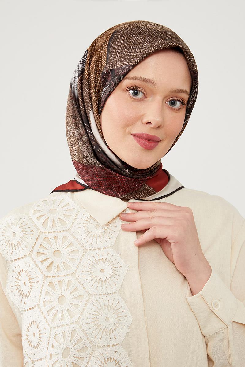 Fivescarf Koyu Kırmızı Twil Digital Eşarp