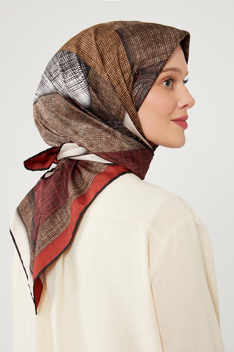 Fivescarf Koyu Kırmızı Twil Digital Eşarp