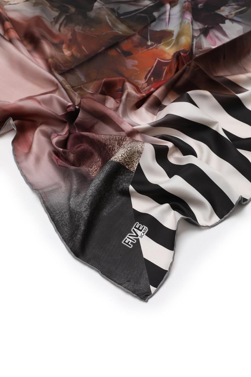 Fivescarf Koyu Pudra Twill Digital Eşarp